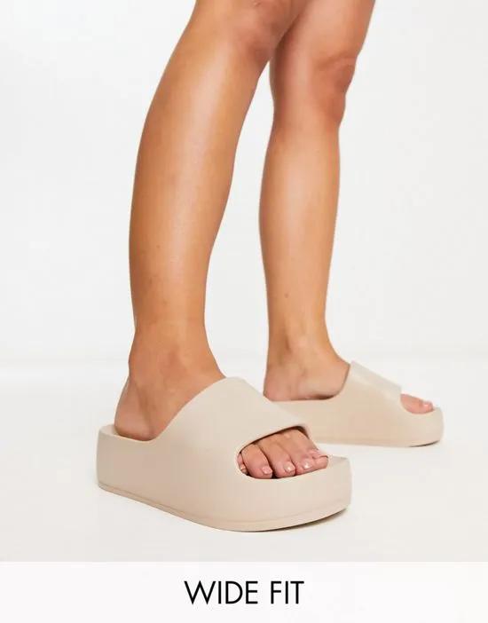 Wide Fit February one piece slider in stone