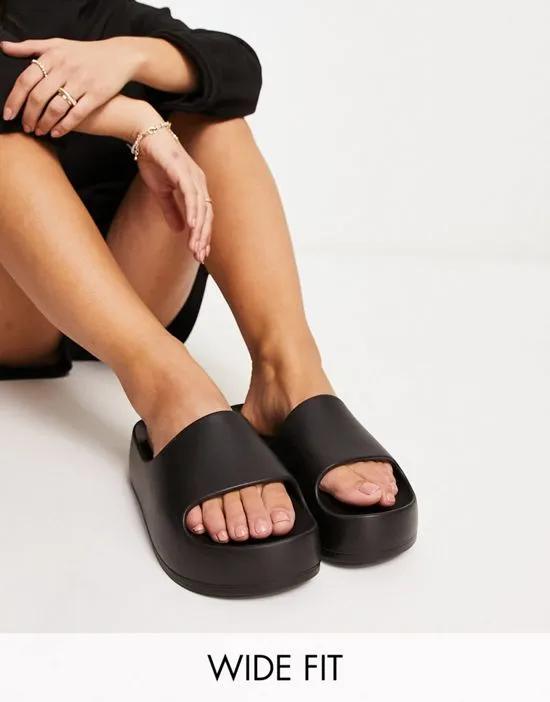 Wide Fit February one piece slides in black