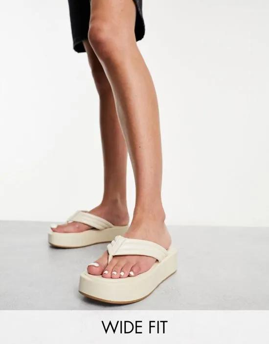 Wide Fit flatform sandals in white