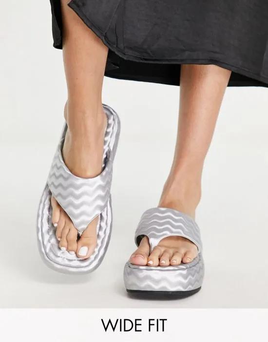 Wide Fit Francesca flatform sandals in silver