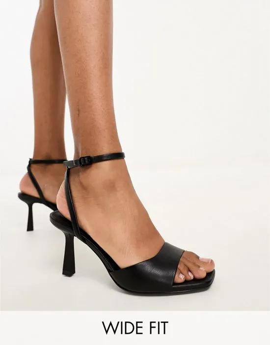 Wide Fit heeled sandal in black