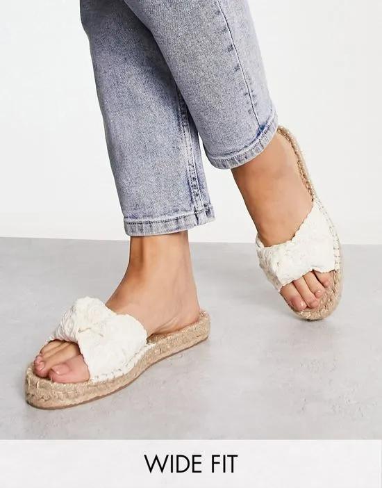 Wide Fit Jade knotted espadrille mules in natural