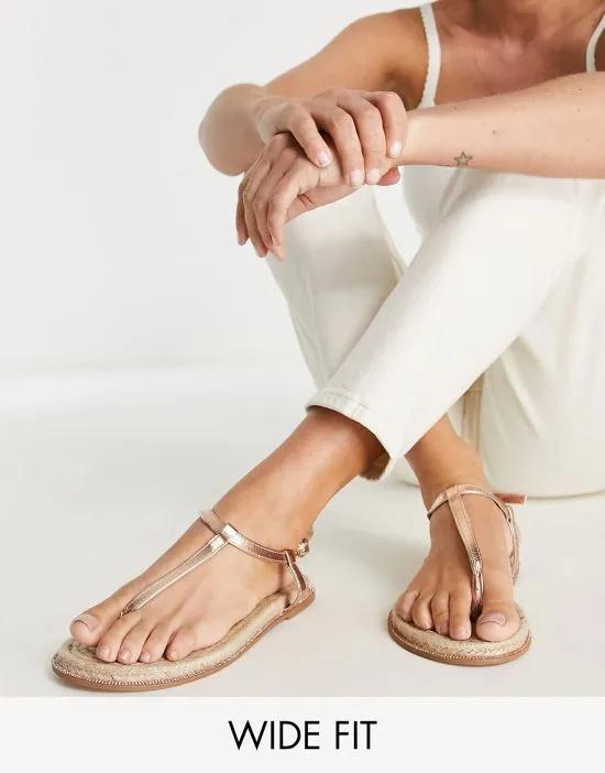 Wide Fit Jazmina crystal espadrilles sandals in rose gold