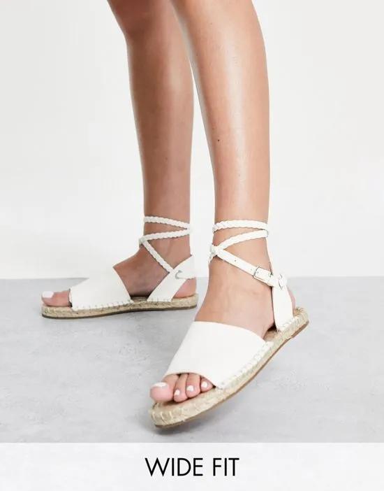 Wide Fit Jelly rope tie espadrilles sandals in white