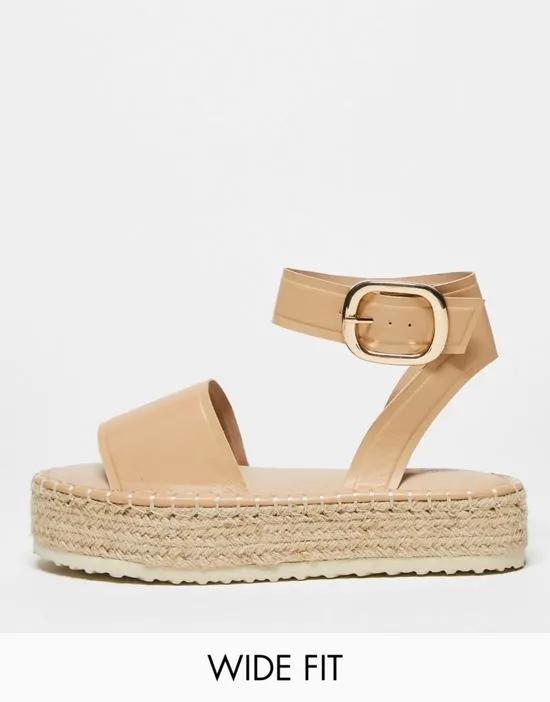 Wide Fit Jinny espadrille with oval buckle in camel