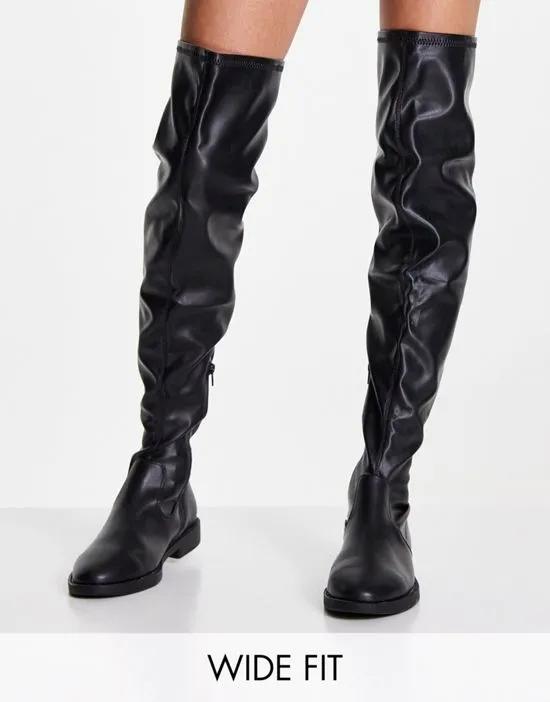 Wide Fit Kalani over the knee boots in black