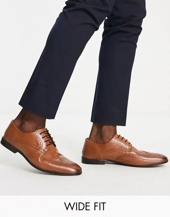 wide fit lace up brogues in brown