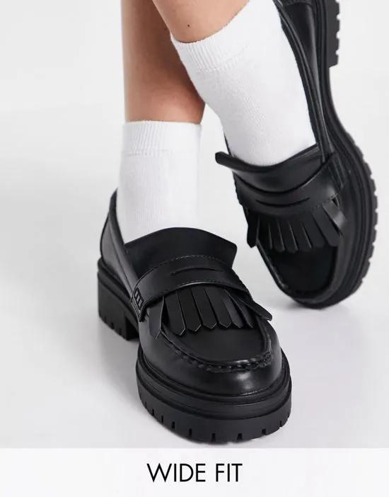 Wide Fit Melon chunky loafers in black