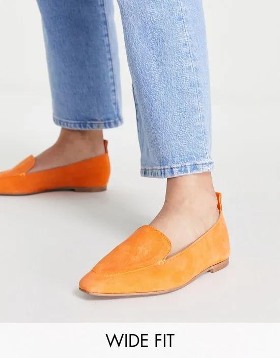 Wide Fit Miley suede loafers in orange