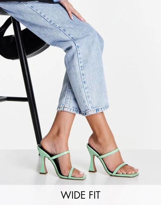 Wide Fit Nasia heeled mules in green