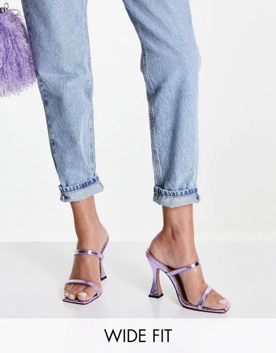 Wide Fit Nasia heeled mules in lilac