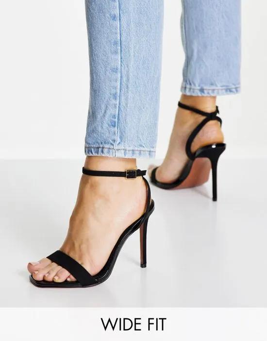 Wide Fit Neva barely there heeled sandals in black