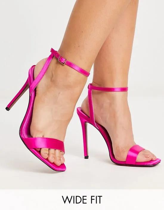 Wide Fit Neva barely there heeled sandals in pink