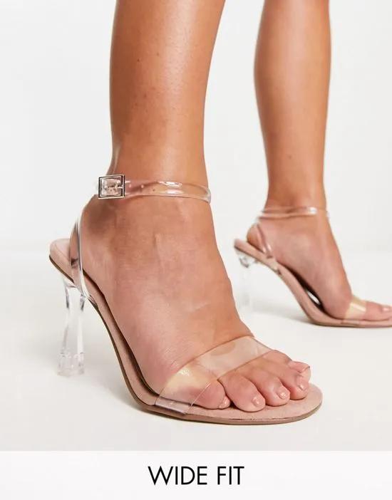 Wide Fit Notion barely there heeled sandals in clear