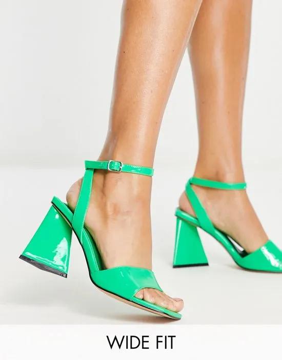 Wide fit Remi two part block heel in green