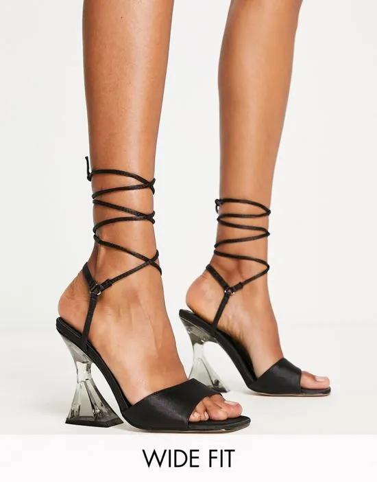 Wide Fit Rilee two-part ankle tie sandals black