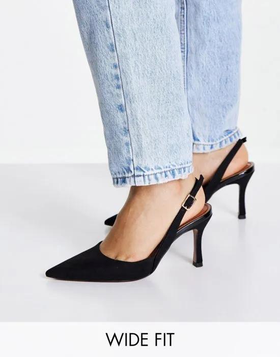 Wide Fit Samber slingback stiletto heels in black