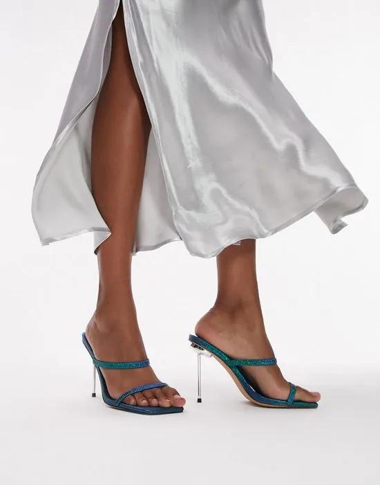 Wide Fit Sophie strappy heeled mule in blue