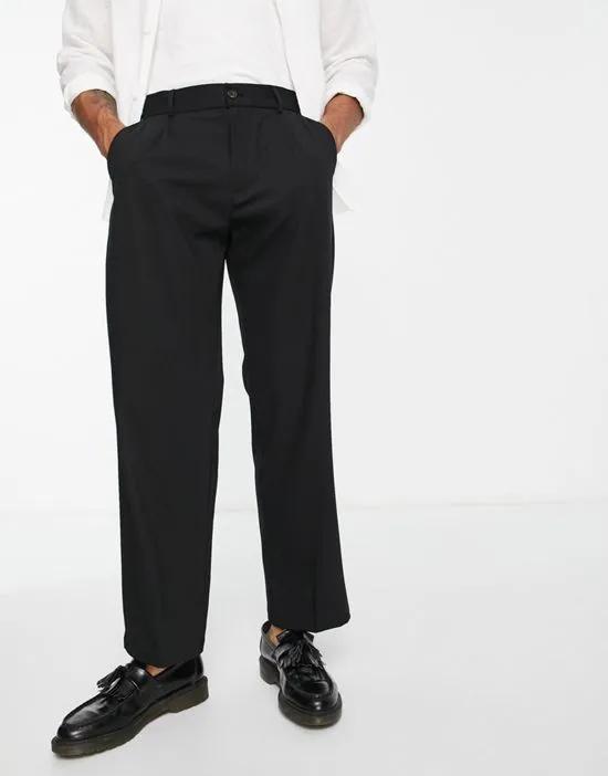 wide fit tailored pants in black