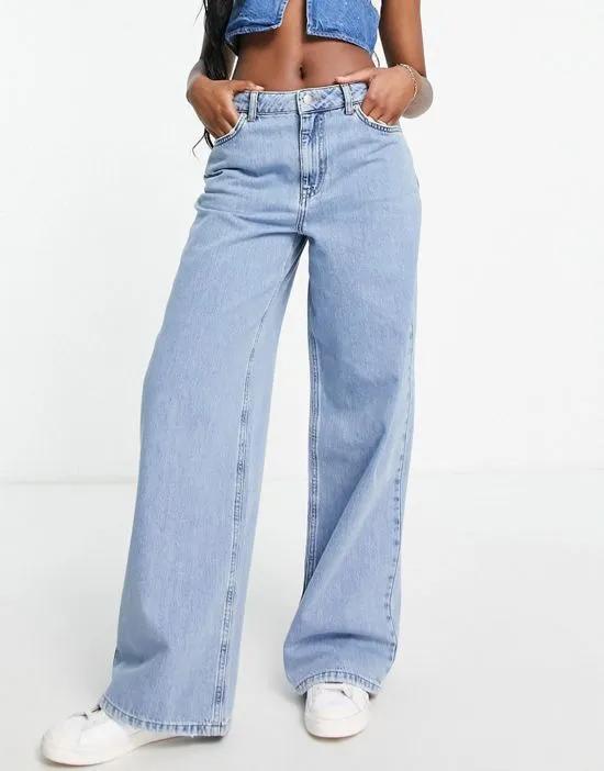 wide leg jeans in light blue wash