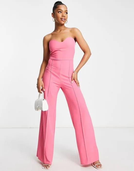 wide leg jumpsuit in bubblegum pink