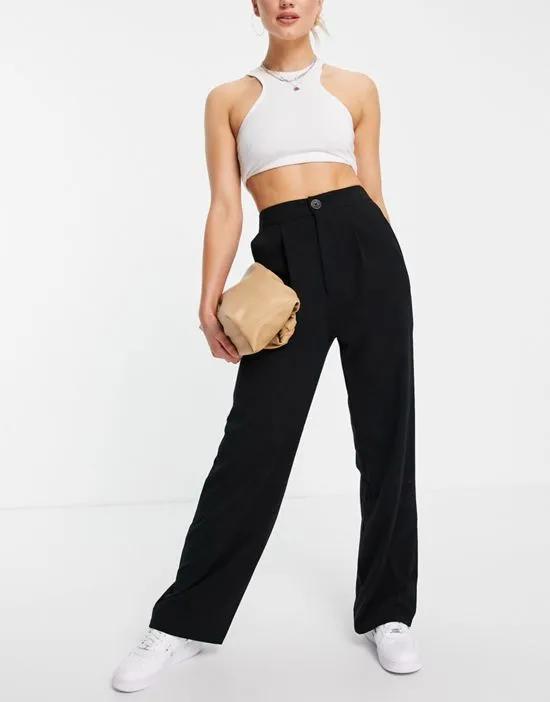 wide leg relaxed dad pants in black