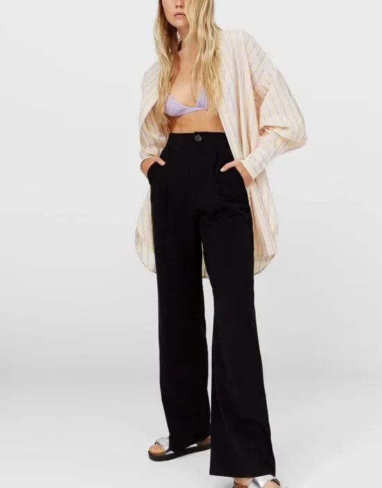 wide leg relaxed dad pants in black
