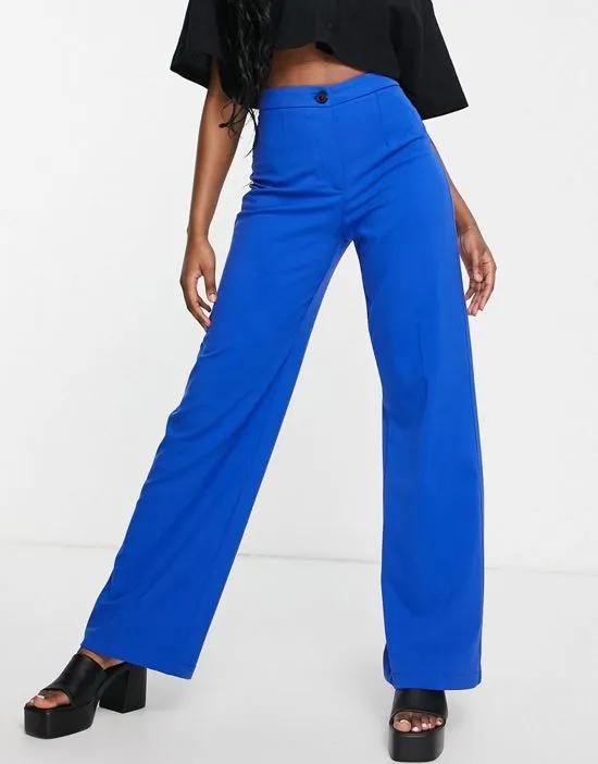 wide leg slouchy dad tailored pants in bright blue