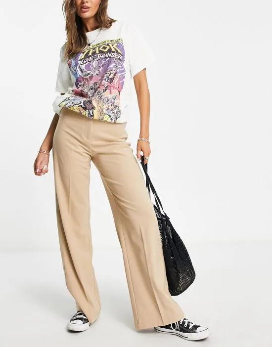 wide leg slouchy dad tailored pants in camel