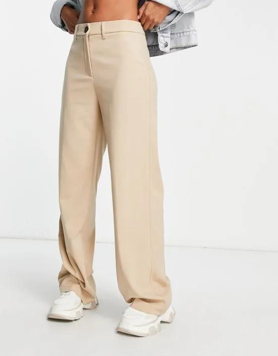 wide leg slouchy dad tailored pants in camel