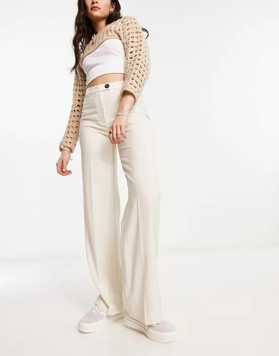 wide leg slouchy dad tailored pants in cream