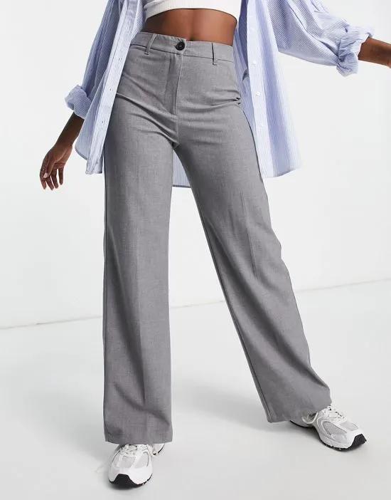 wide leg slouchy dad tailored pants in dark gray