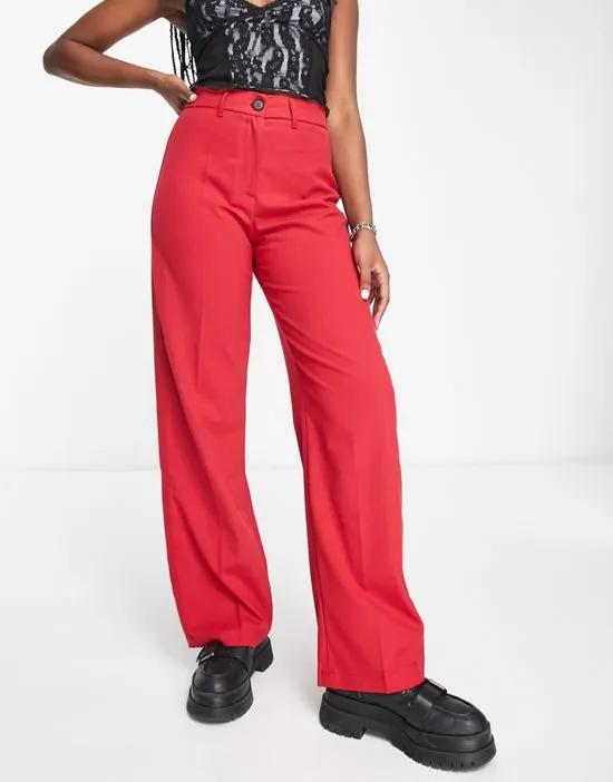 wide leg slouchy dad tailored pants in red