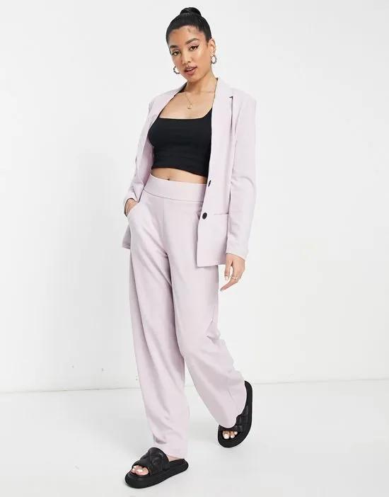 wide leg tailored pants in lilac