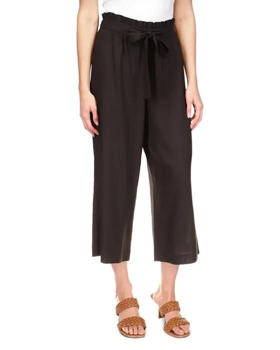 Wide Leg Tie Front Cropped Pants