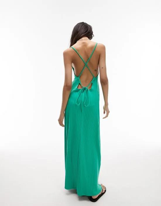 wide ribbed chuck on jersey maxi dress in green