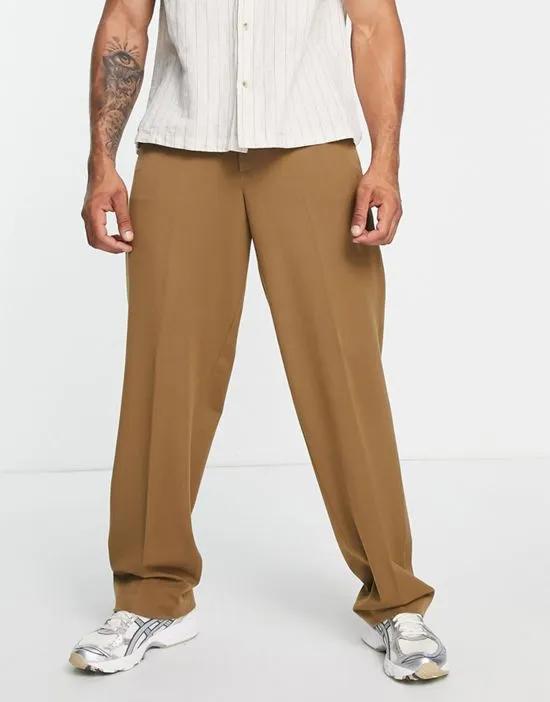 wide smart sweatpants in mid brown