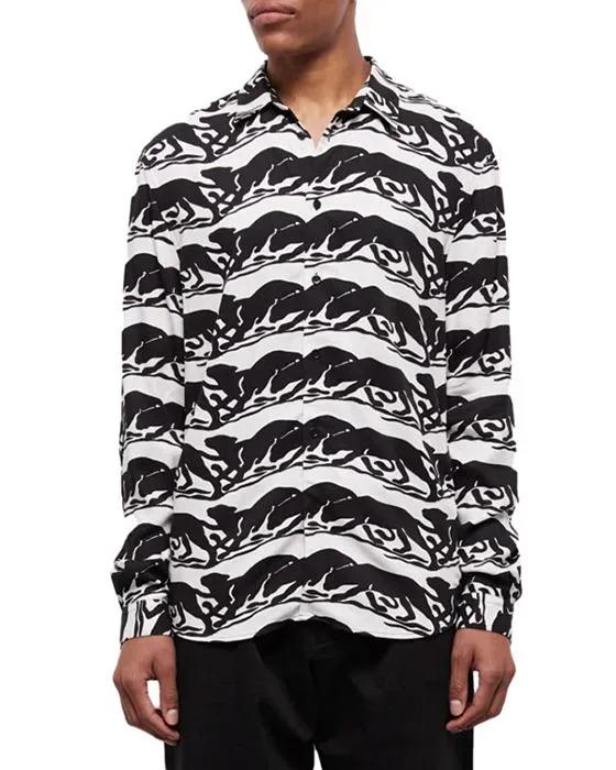 Wild Panther Long Sleeve Button Front Shirt