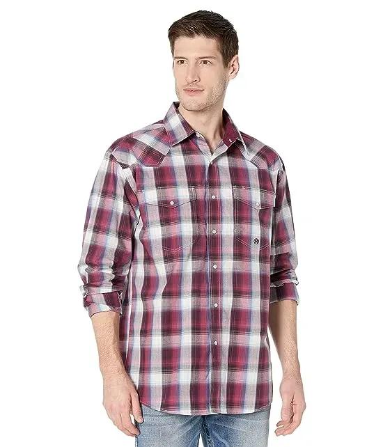 Wine Plaid Western Shirt with Snaps