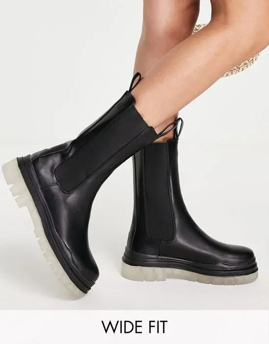 Winter translucent sole boots in black