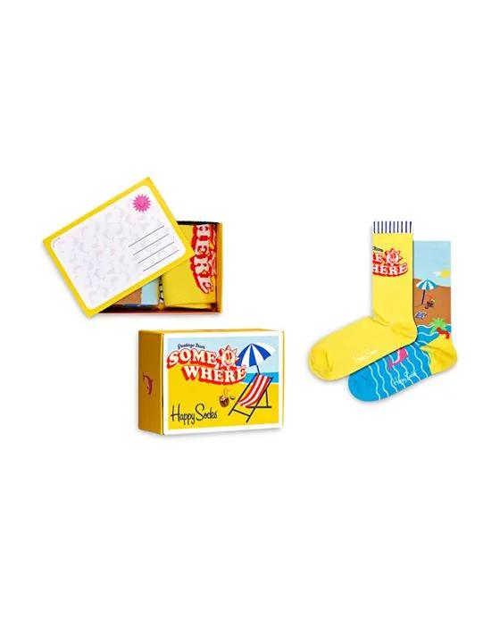 Wish U Were Here Cotton Blend Crew Socks Gift Box, Pack of 2