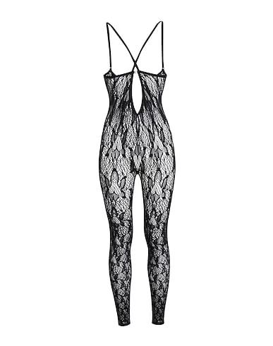 WOLFORD MONOGRAM FLOWER NET TIGHTS LEG | Black Women‘s Lingerie Bodysuit