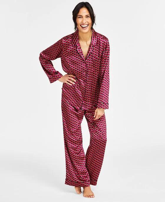 Women's 2-Pc. Geo-Print Notched-Collar Pajamas Set, Created for Macy's