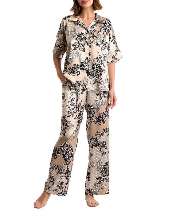 Women's 2-Pc. Kaoru Printed Satin Pajamas Set