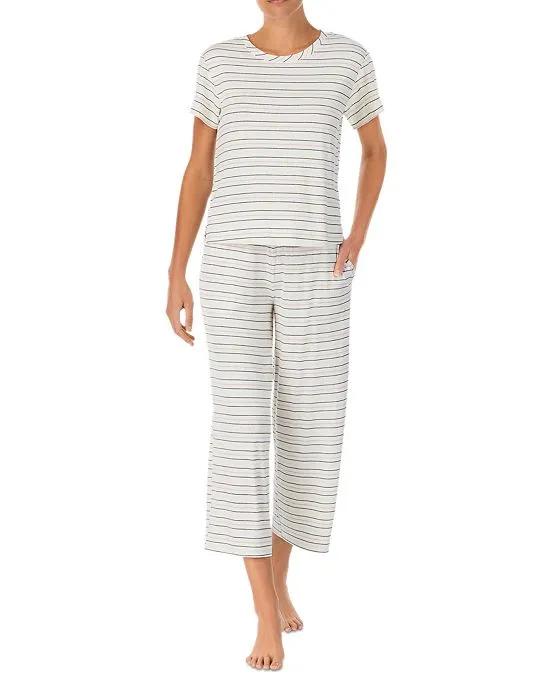Women's 2-Pc. Textured Stripe Wide-Leg Pajamas Set