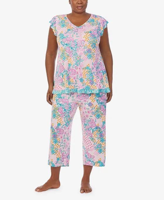 Women's 2 Piece Pajama Set with Cropped Pants
