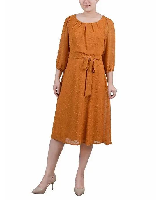 Women's 3/4 Sleeve Clip Dot Dress