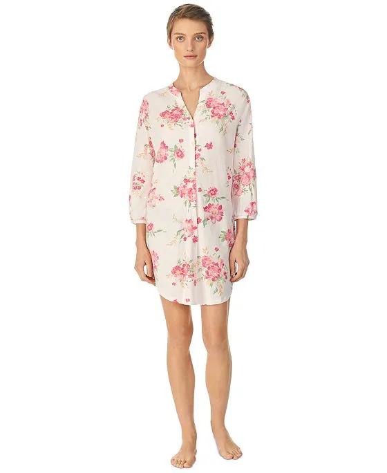 Women's 3/4-Sleeve Floral Sleepshirt