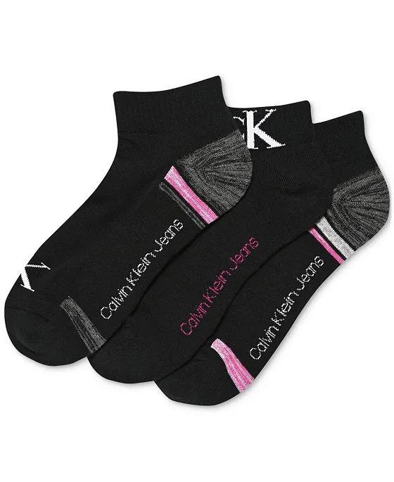 Women's 3-Pk. Monogram Terry Cushion Quarter Socks