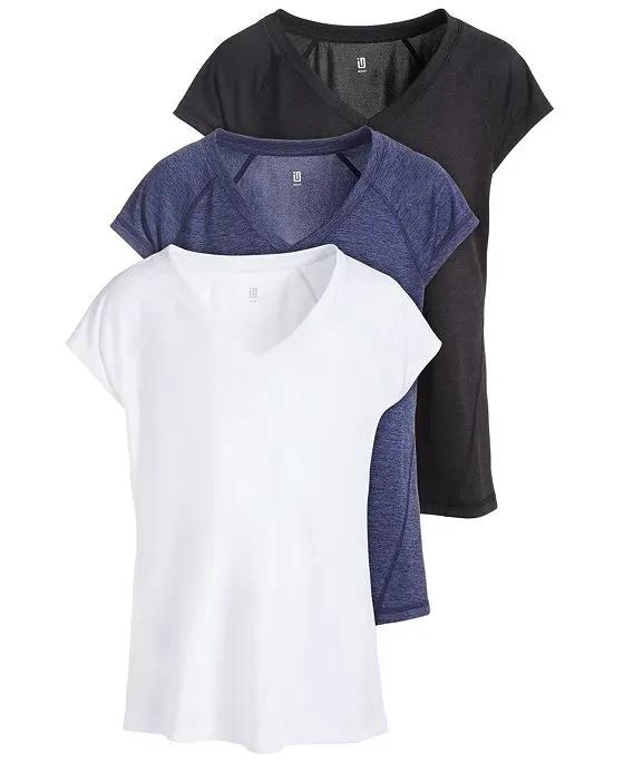 Women's 3-Pk. Short-Sleeve V-Neck Tees, Created for Macy's